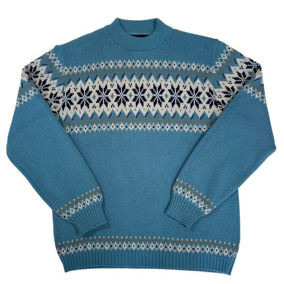 Men's Blue Patterned Sweater - Picture 1 of 5
